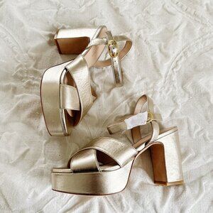 Stuart Weitzman Metallic Gold Chunky Heels